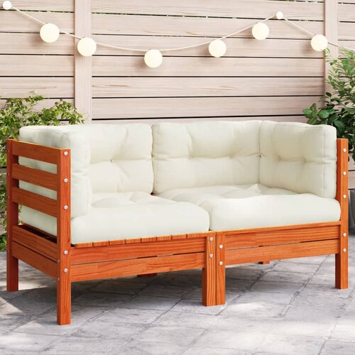 vidaXL Kutna vrtna sofa s jastucima voštano smeđa od borovine Cene