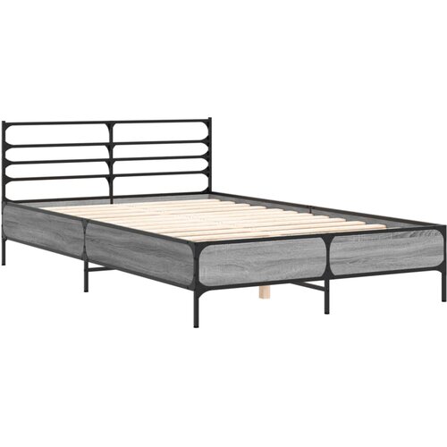  Okvir za krevet boja hrasta 120x190cm konstruirano drvo i metal Siva 120 x 190 cm Slike