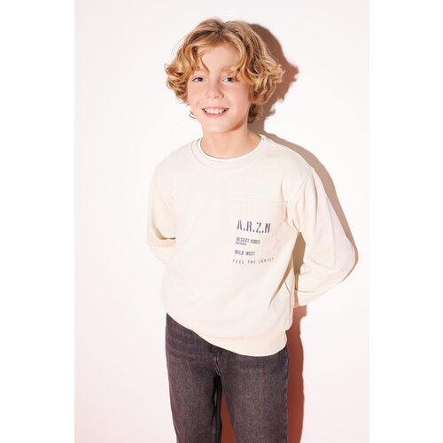 Defacto Boys' New Regular Fit Crew Neck Pocket Printed Sweatshirt Slike