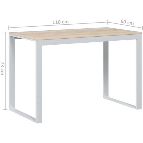  Stol za računalo bijeli i boja hrasta 110x60x73 cm od iverice Slike