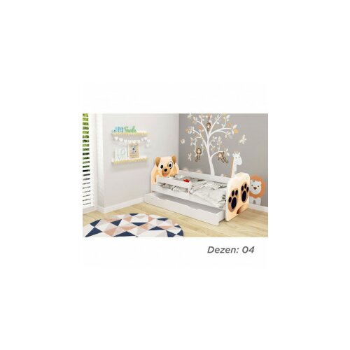 ACMA vii krevet za decu animals 180x80 cm sa dodatnom fiokom white + gratis duskek dezen 4 Slike