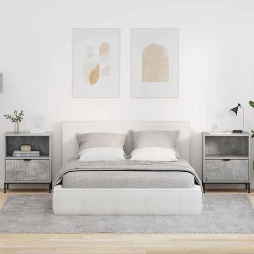 vidaXL Noćni ormarići s ladicama 2 pcs Beton siva 49 x 36 x 61 cm Cene