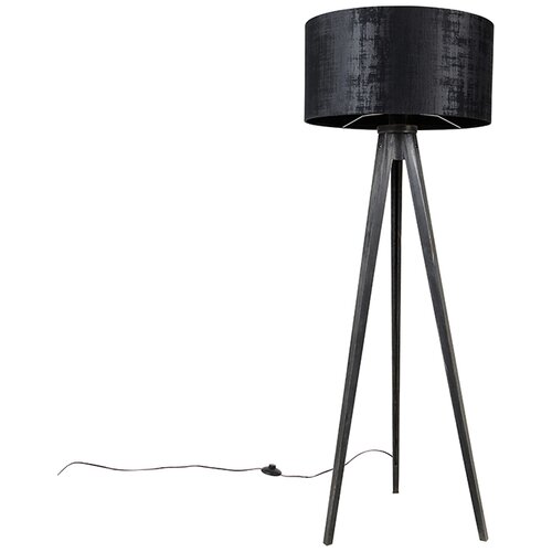 QAZQA Talna svetilka stativ črna s senčnikom črna 50 cm - Tripod Classic Slike