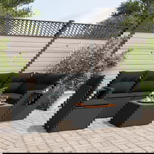 VidaXL 6-dijelni set vrtnih sofa s jastucima crni od poliratana Slike