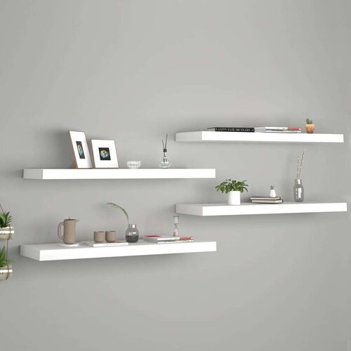 vidaXL plutajuće zidne police 4 kom bijele 80 x 23,5 x 3,8 cm MDF Cene