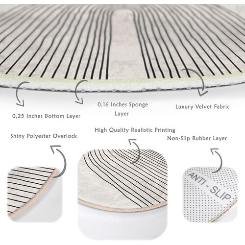 Mila Home Crno-bijeli periv/pogodan za robotski usisavač okrugli tepih &amp;oslash; 80 cm Comfort &amp;ndash; Slike