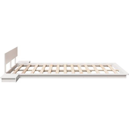 vidaXL Postelji okvir z mizicami ob postelji Bela 150x200cm iz trdega lesa Cene