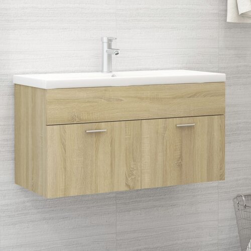 VidaXL Omarica za umivalnik sonoma hrast 90x38,5x46 cm iverna plo&amp;scaron;ča, (20677570) Slike