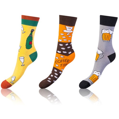 Bellinda CRAZY SOCKS 3x - Funny crazy socks 3 pairs - orange - yellow - gray Cene