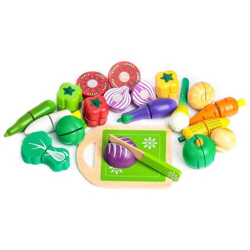 ECO TOYS Ecotoys Drveno povrće set od 20 elemenata Slike
