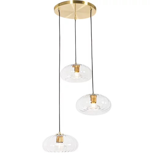 QAZQA Art Deco viseča svetilka zlata s steklenim okroglim 3 lučkami - Ayesha