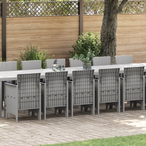 VidaXL Vrtni set za obedovanje 17 pcs Antracitno siva Za 16 osoba Slike