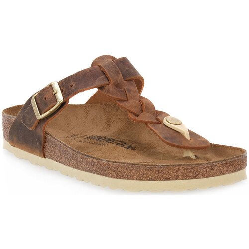 Birkenstock Japonke GIZEH BRAIDED COGNAC OILED CALZ S Kostanjeva Slike