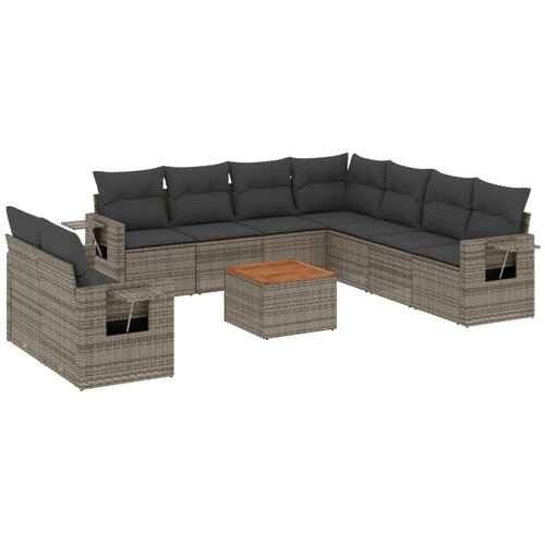  10-dijelni set vrtnih sofa od poliratana s jastucima Slike