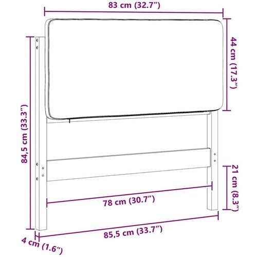  Tapecirani uzglavlje Smeđa i taupe 80 cm Čvrsto borovo drvo Slike