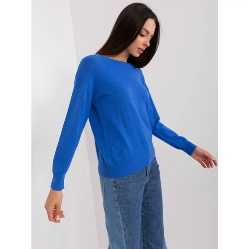 Fashion Hunters Dark blue classic sweater with cotton
