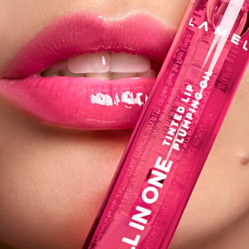 LAMEL All in One Lip Tinted Plumping Oil tonirno olje za ustnice za povečanje volumna № 402 Pink Sparkle 3 ml Slike
