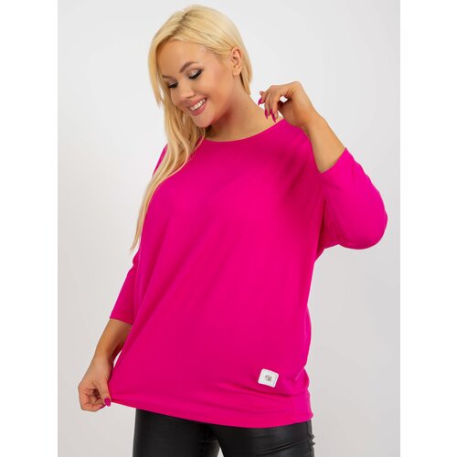 Fashion Hunters Dark pink basic blouse with round neckline plus size Slike