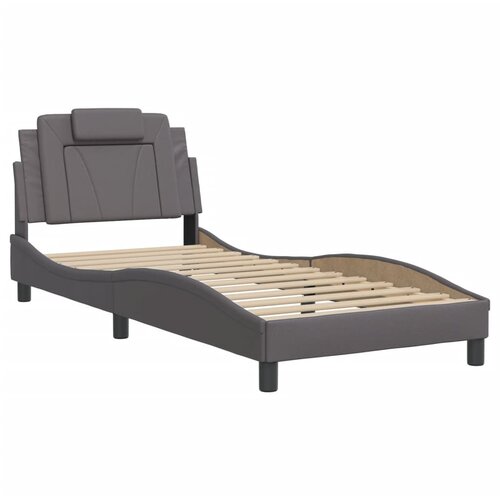 vidaXL Posteljni okvir z vzglavjem siv 90x200 cm umetno usnje, (21094844) Cene