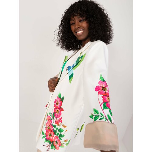 Fashion Hunters Cream jacket with a tropical print Slike