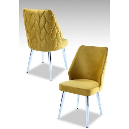 Hanah home set puf fotelja, 48x90x43 cm, 4 dijela, srebrno-žuta Cijene