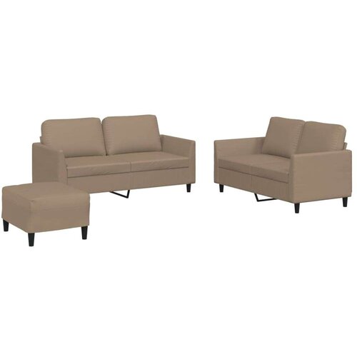  3-dijelni set sofa s jastucima boja cappuccina od umjetne kože Slike