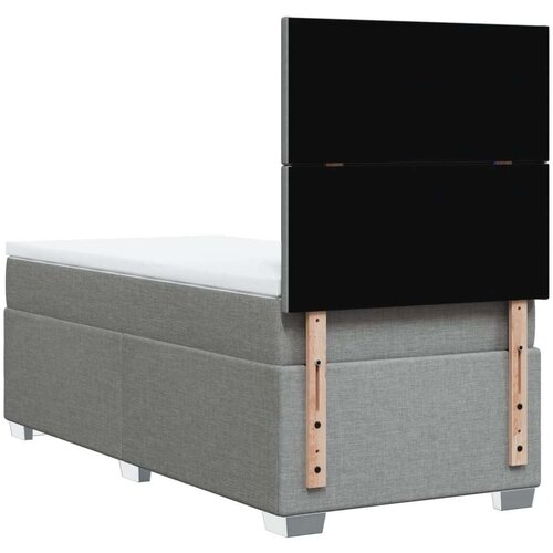 VidaXL Okvir kreveta s oprugama i madrac svjetlosivi 90x200cm tkanina Slike