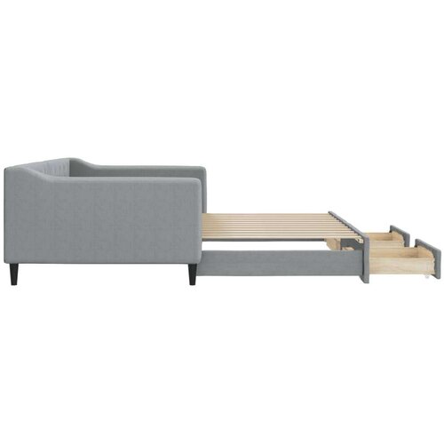 VidaXL Dnevni krevet na razvlačenje svjetlosivi 100x200 cm od tkanine Slike