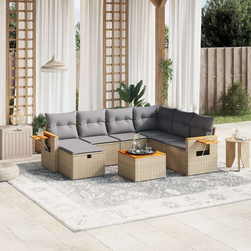  8-dijelni set vrtnih sofa s jastucima bež od poliratana Slike