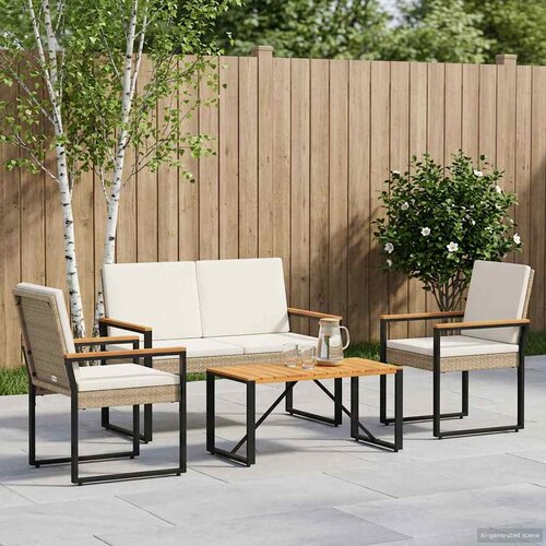  Set vanjskog namje&scaron;taja 4 pcs Bež i krem bijela poliratan Cijene