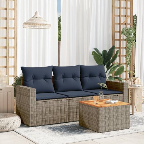 vidaXL 4-dijelni set vrtnih sofa od poliratana s jastucima sivi Cijene