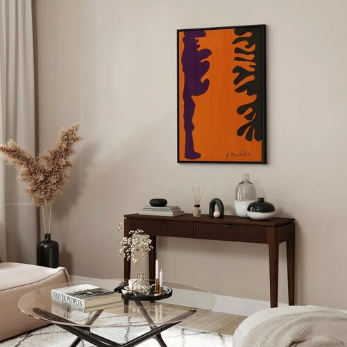  Slika - Henri Matisse &amp;ndash; Black and Violet Arabesques on Orange 60x90 U crnom drvenom okviru Slike