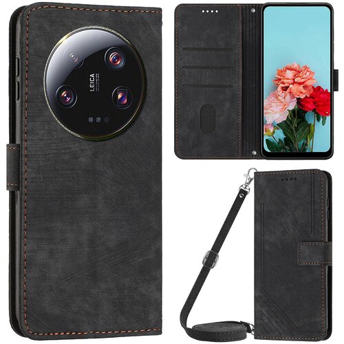 INORCO Za Xiaomi 13 Ultra PU usnjena torbica s stojalom za telefon, denarnica, vtisnjen ovitek z naramnico, (22037142) Slike
