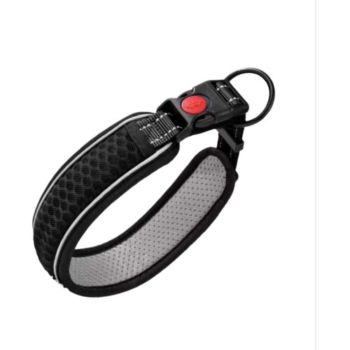 INF Adjustable Two-Tone Pet Collar with Reflective Strip, Padded Polyester Black S, (5000214738) Cene