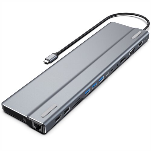 INF večfunkcijski adapter usb-c s 15 priključki, hdmi, vga, ethernet, čitalnikom kartic sd/tf, (21778793) Slike