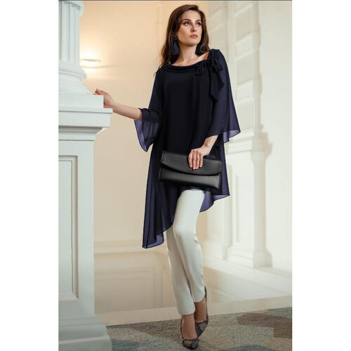 Fenzy Elegantna Prozirna Tunika S Ginette Ukrasnom Mašnom, Tamnoplava Cijene