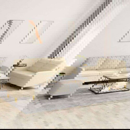  3-dijelni set sofa s jastucima krem od tkanine Cijene