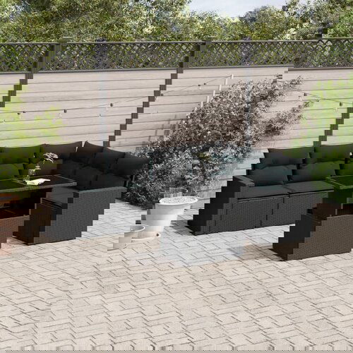 VidaXL 7-dijelni set vrtnih sofa od poliratana s jastucima crni Slike