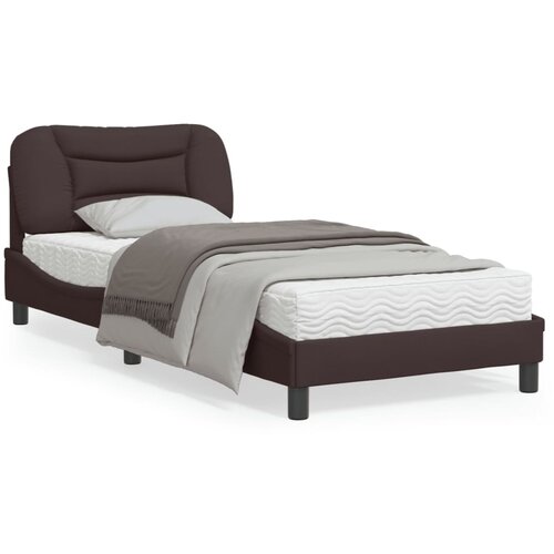 VidaXL Okvir za krevet s uzglavljem tamnosmeđi 90x200 cm od tkanine Slike