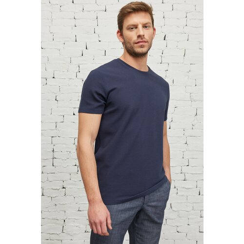 ALTINYILDIZ CLASSICS Men's Navy Blue Slim Fit Slim Fit Crew Neck Short Sleeved Basic T-Shirt with Soft Touch. Slike
