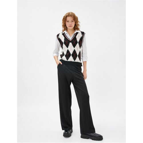 Koton Wide Leg Trousers Fabric Ribbed Buttoned Slike