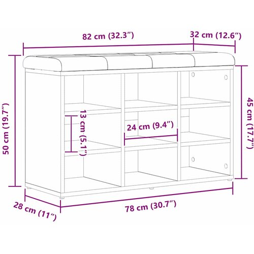  Klupa za cipele Crna 82 x 32 x 50 cm Konstruirano drvo Slike