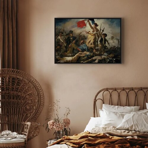  Slika - Eug&amp;egrave;ne Delacroix &amp;ndash; Liberty Leading the People 90x60 U crnom drvenom okviru Slike