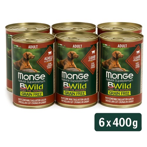 Monge BWild Grain Free Dog Lamb sa Bundevom i Tikvicom &amp;ndash; 6 &amp;times; 400 g Slike