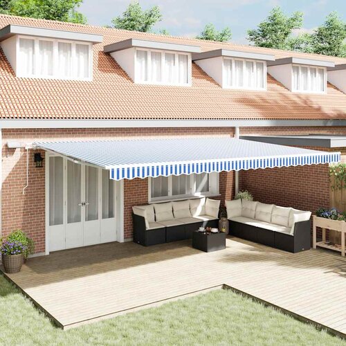  Skrovita tenda Plava i bijela 600 &times; 300 cm Poliester i aluminij Cijene