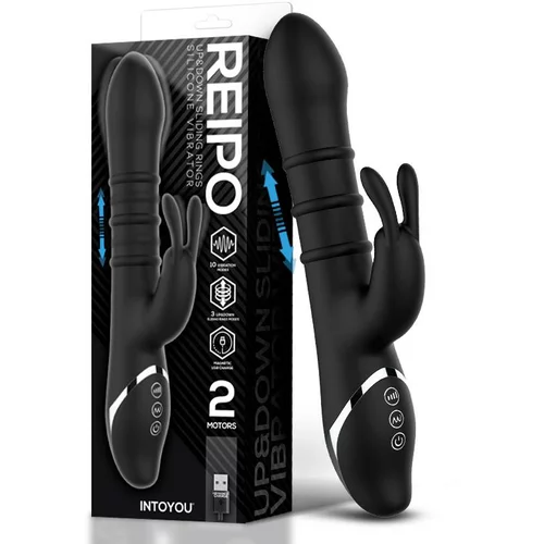 INTOYOU Reipo Vibrator with Up & Down Sliding Rings Black