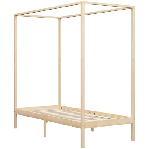 Maison Chic Posteljni okvir - Enojna postelja - Postelja za odrasle z baldahinom iz trdne borovine 90x200 cm, (21695350) Slike