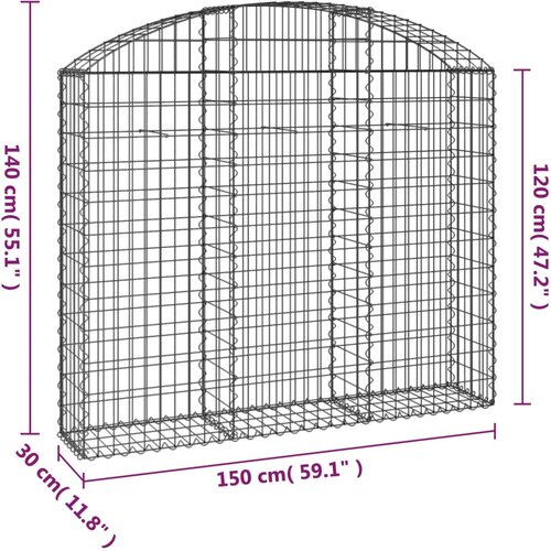  Gabionska ko&amp;scaron;ara s lukom 150x30x120/140 cm pocinčano željezo Slike