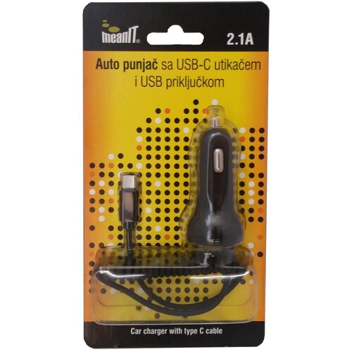 Mean IT Punjač, auto, sa USB i USB type C priključkom, 2.1A - AUTO PUNJAČ SA USB C Cene
