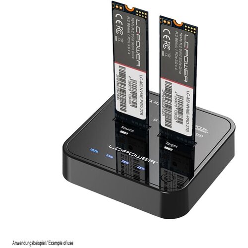 LC-Power Docking station NVMEM.2 SSD, USB-C port, 2x SSD-aTransfer rate do 20 Gb/s Slike
